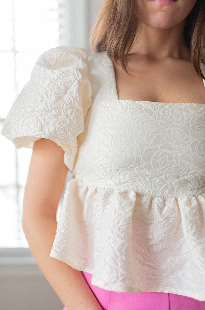 French Rose Jacquard Top