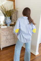 Smiley Button Down - Blue Stripe